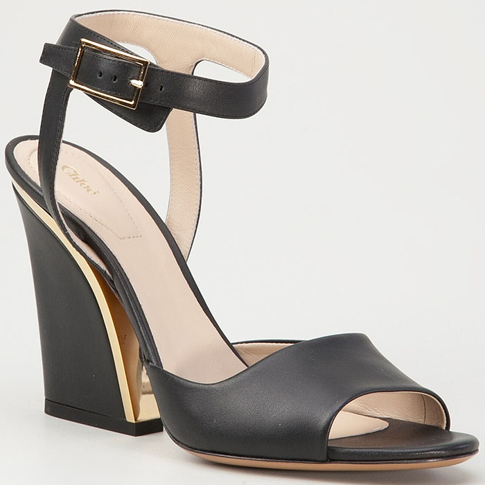 Chloe gold trim chunky heel sandals