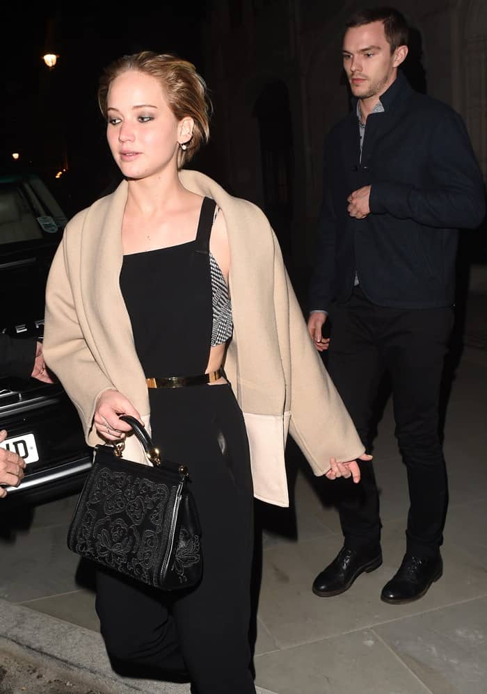 Jennifer Lawrence and her boyfriend Nicholas Holt are seen dinning out