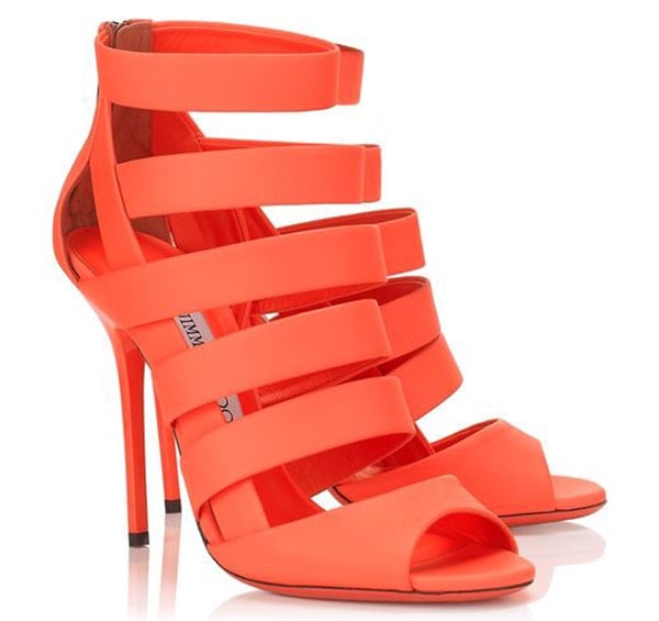 Jimmy Choo "Damsen" Neon Flame Sandals