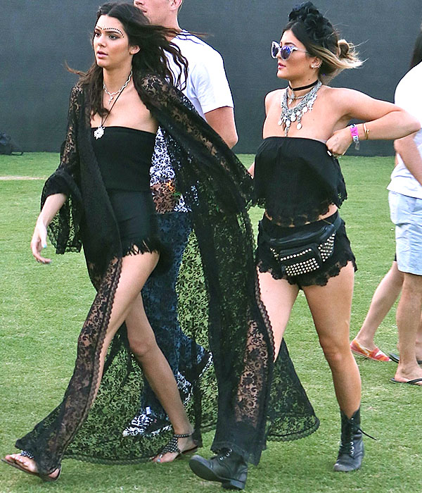 Kendall and Kylie Jenner at day 2 of week 1 of the 2014 Coachella Music Festival in Indio, California, on April 12, 2014