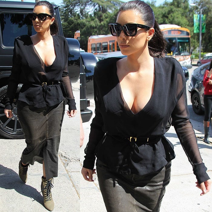 Kim Kardashian visiting and filming her reality show at Canyon Beachwear in Studio City, California, on April 23, 2014