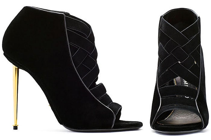 Tom Ford Fall 2014 crisscross front velvet ankle boots
