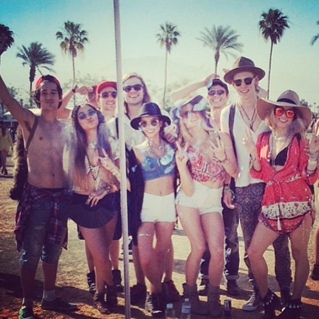 Vanessa's friend group celebrates during the first weekend of the 2014 Coachella Festival