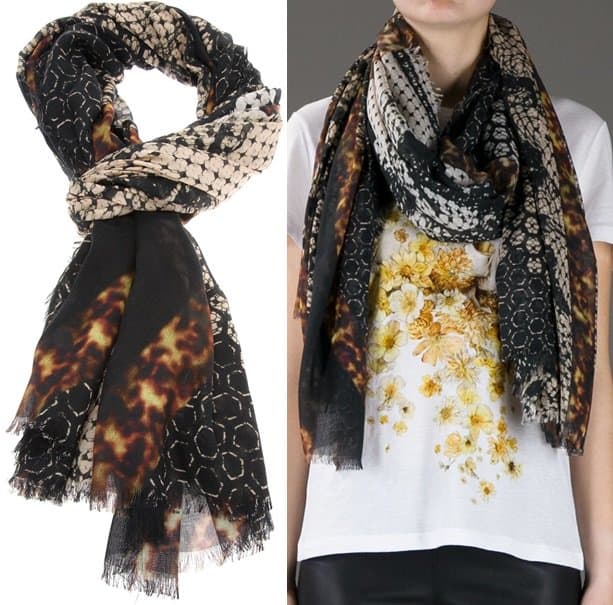Alexander McQueen 'God Save McQueen' Modal Scarf in Black Multi