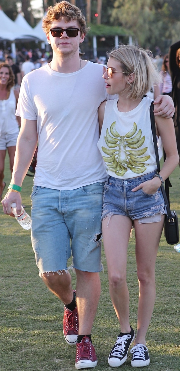 Evan Peters and Emma Roberts at the 2014 Coachella Valley Music and Arts Festival