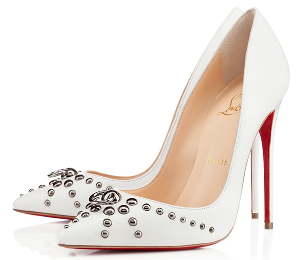 Christian Louboutin Door Knock Pumps in White Leather