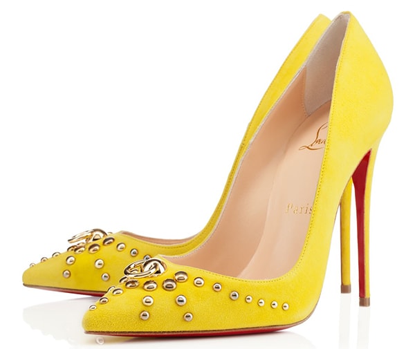 Christian Louboutin Door Knock Pumps in Yellow Suede
