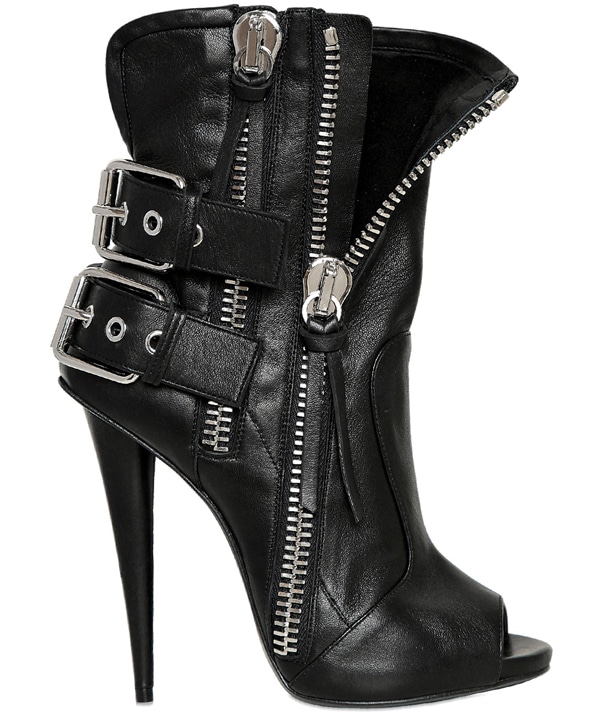 Giuseppe Zanotti Leather Biker Open-Toe Boots