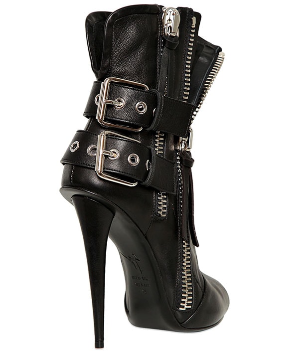 Giuseppe Zanotti Leather Biker Open-Toe Boots