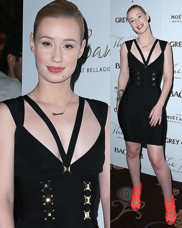 Iggy Azalea turned heads in a captivating black Hervé Léger bandage dress that showcased her stunning silhouette