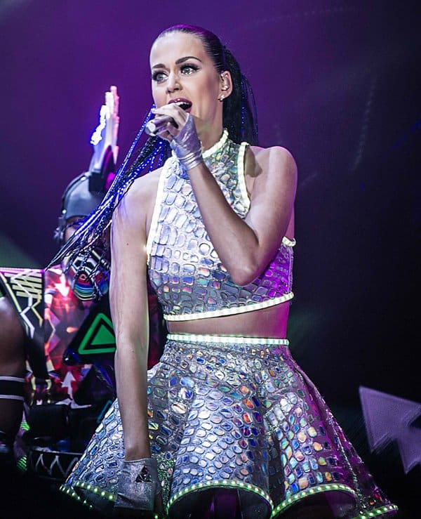 Katy Perry performing live on stage on her 'Prismatic World Tour' at the LG Arena