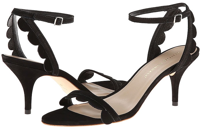 Loeffler Randall Lillit Scalloped Suede Kitten-Heel Sandals