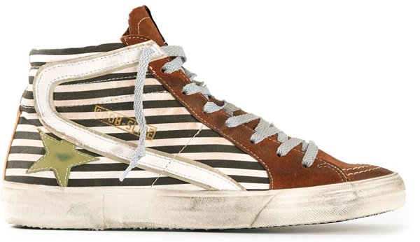 Golden Goose Striped Hi-Top Sneakers