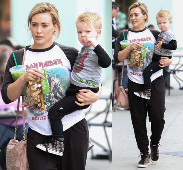 Hilary Duff out for breakfast with Luca in Los Angeles on May 24, 2014