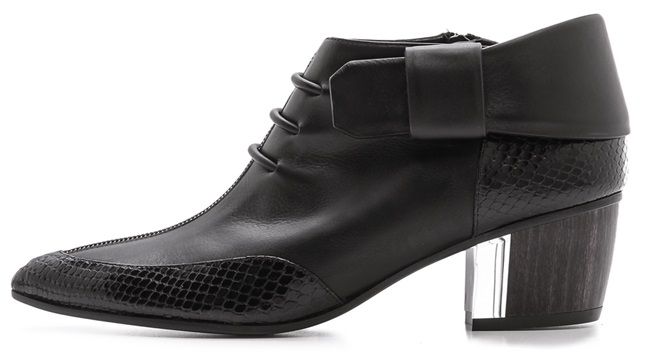 Rodarte Pointed Snake Embossed Leather Ankle Boots
