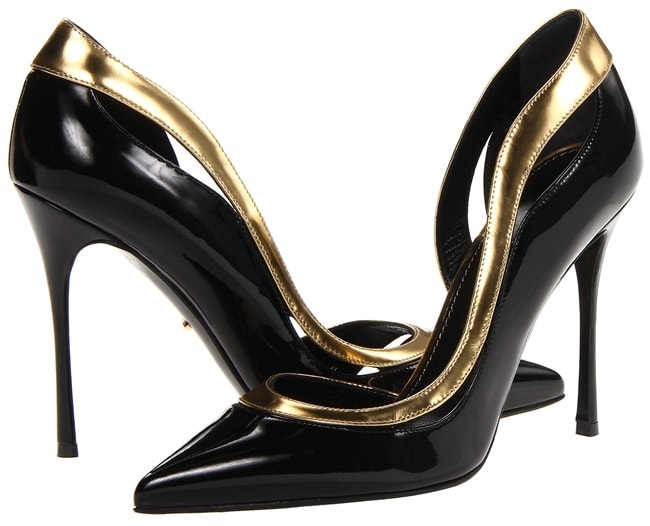 Sergio Rossi "Yin Yang" D'Orsay Pumps in Black/Gold