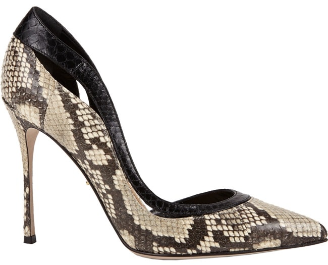 Sergio Rossi "Yin Yang" D'Orsay Pumps in Black/White Snake