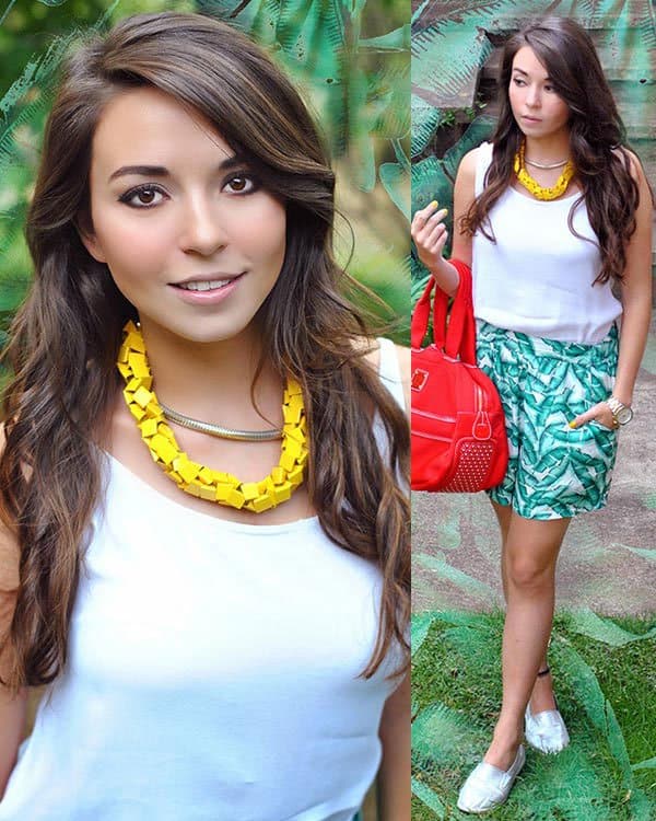 Amparo flaunted her legs in green printed shorts