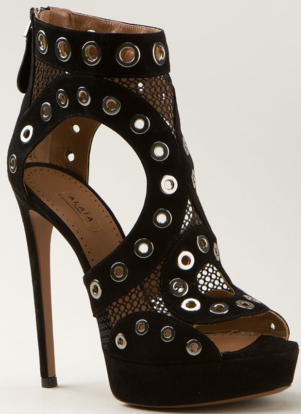 Azzedine Alaïa Black Suede Openwork Sandals