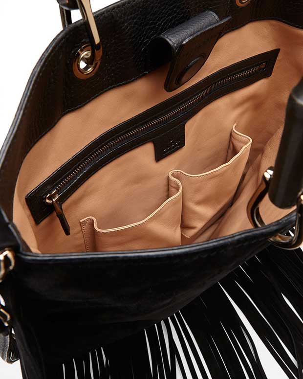 Gucci Bamboo Suede Fringe Shopper Tote Bag