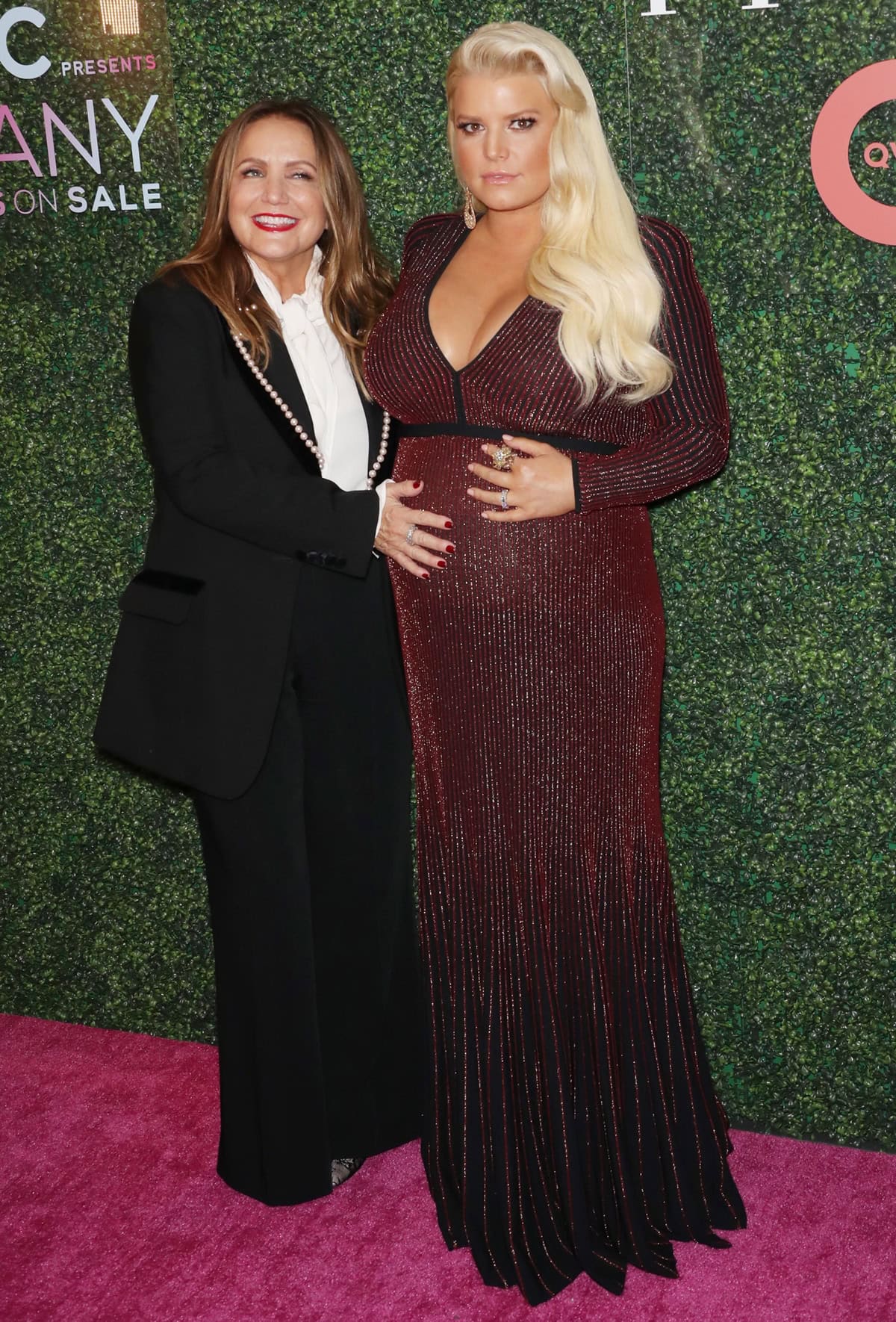 Jessica Simpson, pregnant and glowing, poses with her mother Tina Simpson at the QVC Presents ‘FFANY Shoes on Sale’ Gala in New York City