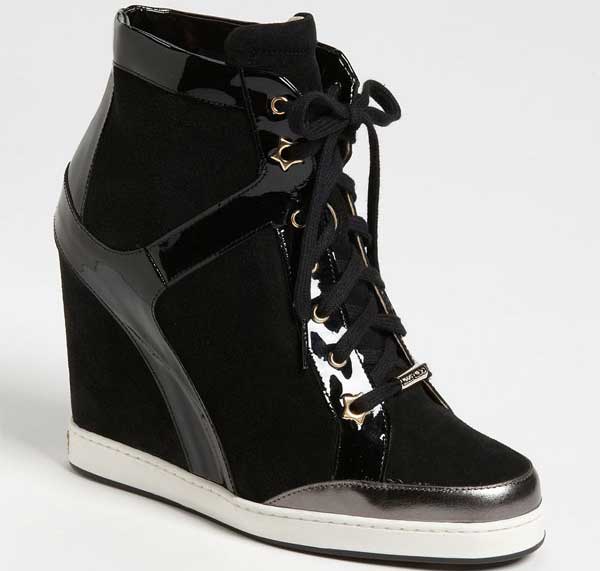 Jimmy Choo "Panama" Wedge Sneakers in Black