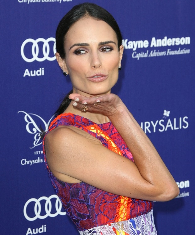 Jordana Brewster donned an embroidered floral-lace silk dress from the Peter Pilotto Spring 2014 collection