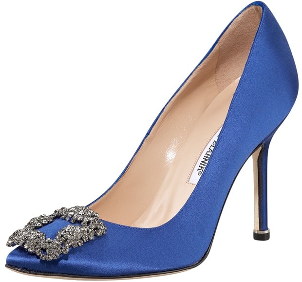 Manolo Blahnik "Hangisi" Satin Pumps in Cobalt Blue