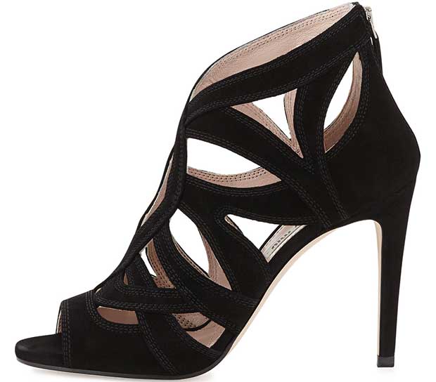 Miu Miu Peep-Toe Suede Keyhole Sandals
