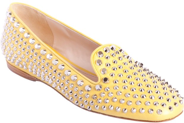 Prada Yellow Studded Smoking Slippers