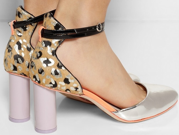 Sophia Webster Nika Metallic Leopard-Print Calf Hair and Leather Pumps