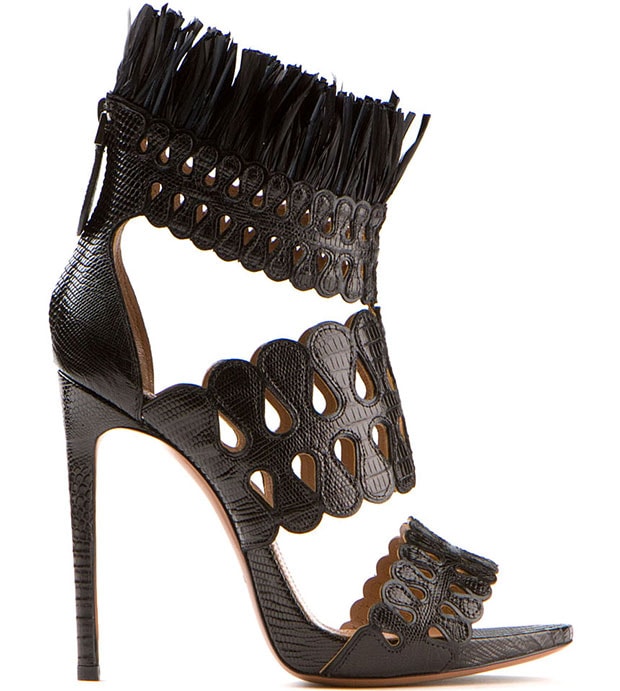 Azzedine Alaïa Black Lizard High-Heel Sandals