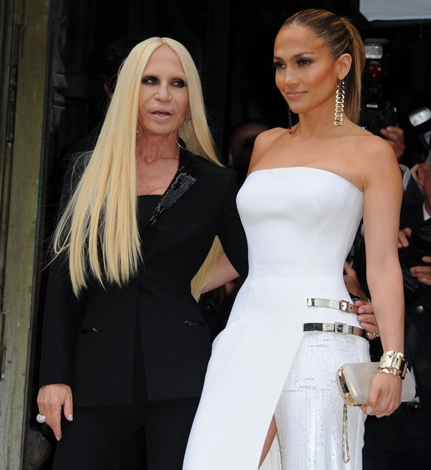 Donatella Versace and Jennifer Lopez at Paris Fashion Week Haute Couture Fall-Winter 2014/2015 (Atelier Versace Fashion Show) in Paris, France, on July 6, 2014