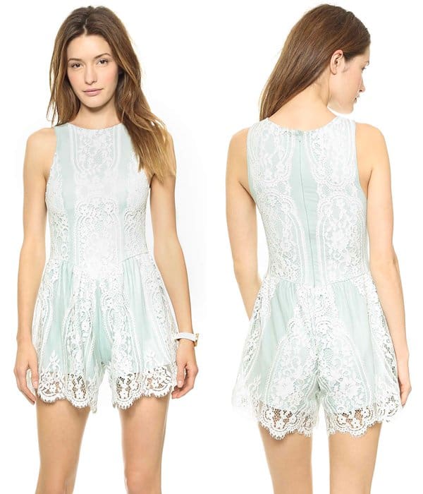 For Love Lemons Blue Bell Lace Romper