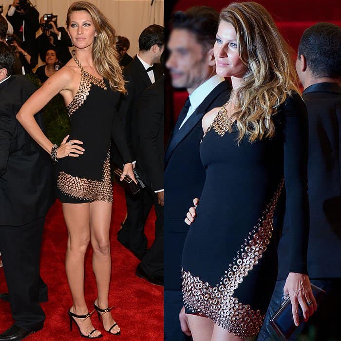 Gisele Bündchen embodied the “Punk: Chaos to Couture” theme at the 2013 Met Gala in a black Anthony Vaccarello mini-dress with bold chain-link cutouts and studded sandals