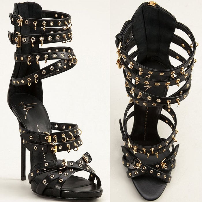 Giuseppe Zanotti Pierced Gold-Rivet Sandals