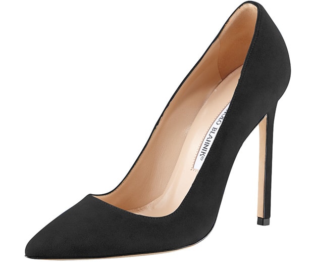 Manolo Blahnik 'BB' Suede Pumps in Charcoal