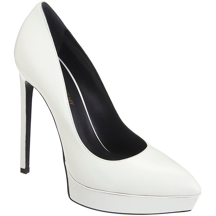 Saint Laurent "Janis" Platform Pumps in White