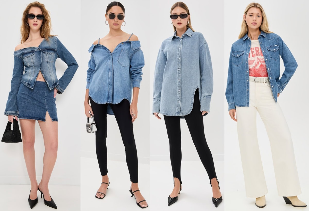 From edgy cropped sets with heels to oversized denim over leggings and classic Western-inspired layering with boots, these denim shirt looks prove their versatility across styles and seasons