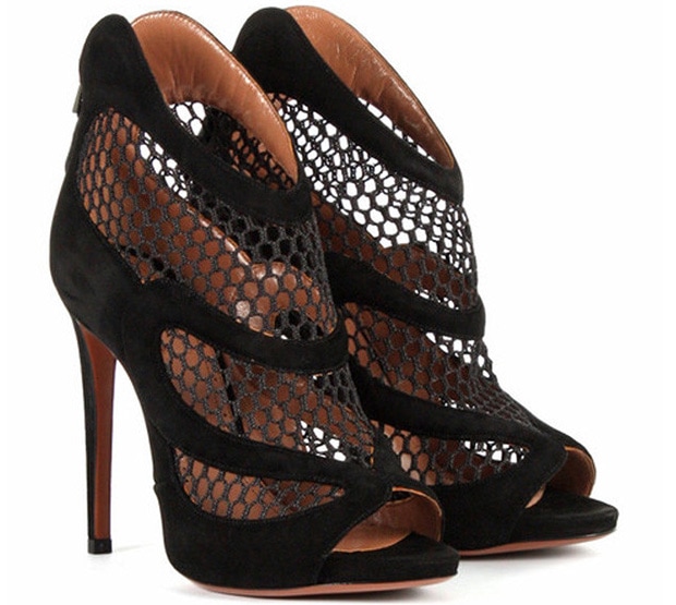 Alaïa Suede-and-Mesh Ankle Boots