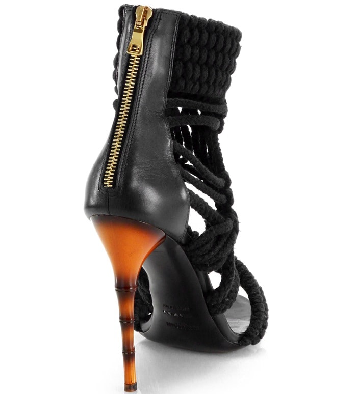 Balmain Braided-Rope Sandals in Black