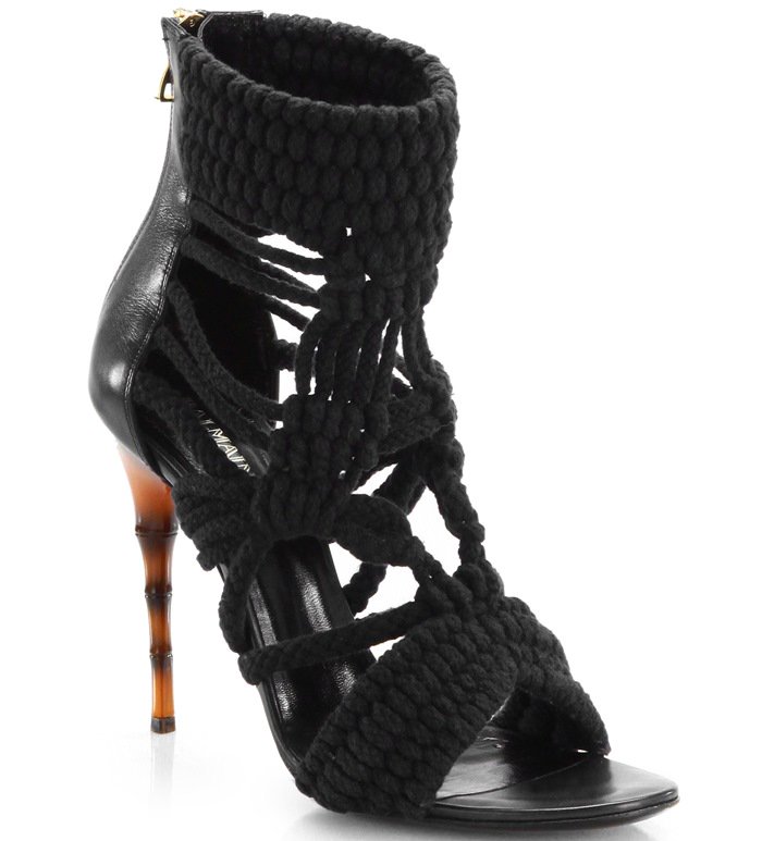 Balmain Braided-Rope Sandals in Black
