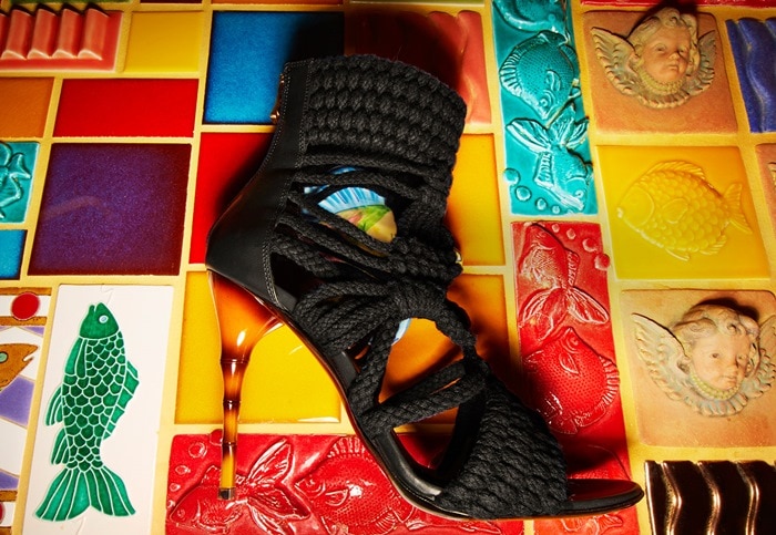 Balmain Braided-Rope Sandals in Black