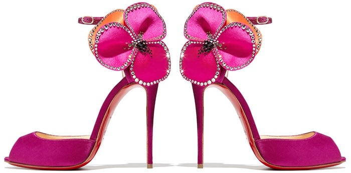 Christian Louboutin Pensamoi Satin Rose Red Sole Sandal