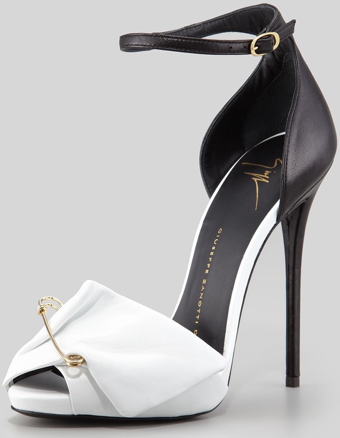 Giuseppe Zanotti White Safety Pin Leather Sandal