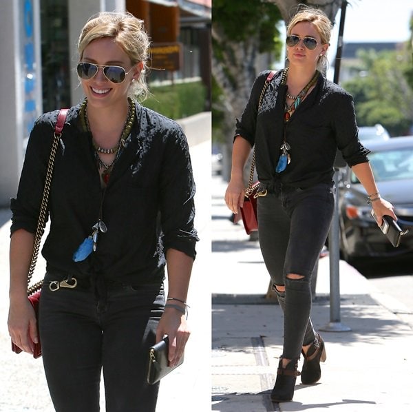 Hilary Duff was seen shopping in West Hollywood wearing all-black with her favorite Rag Bone "Harrow" boots