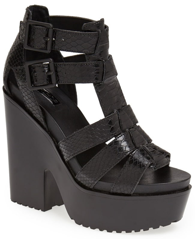 Topshop Scarlet Snake-Embossed Platform Sandals