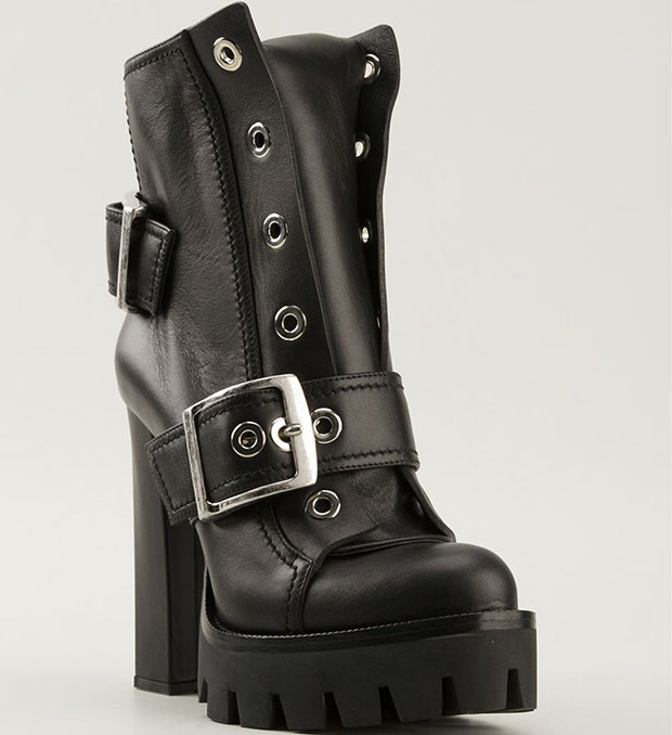 Alexander McQueen Chunky High Heel Biker Boots