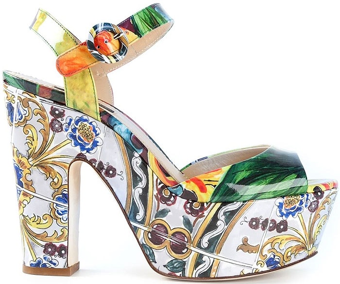 Dolce Gabbana Tile-Print Platform Sandals