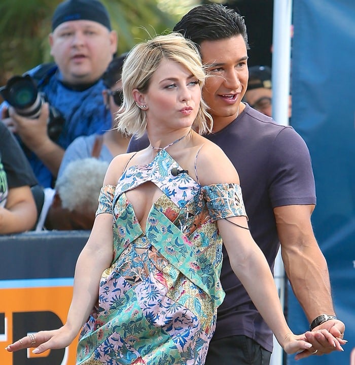Julianne Hough in a cutout, cold-shoulder dress from the Zimmermann Resort 2015 collection